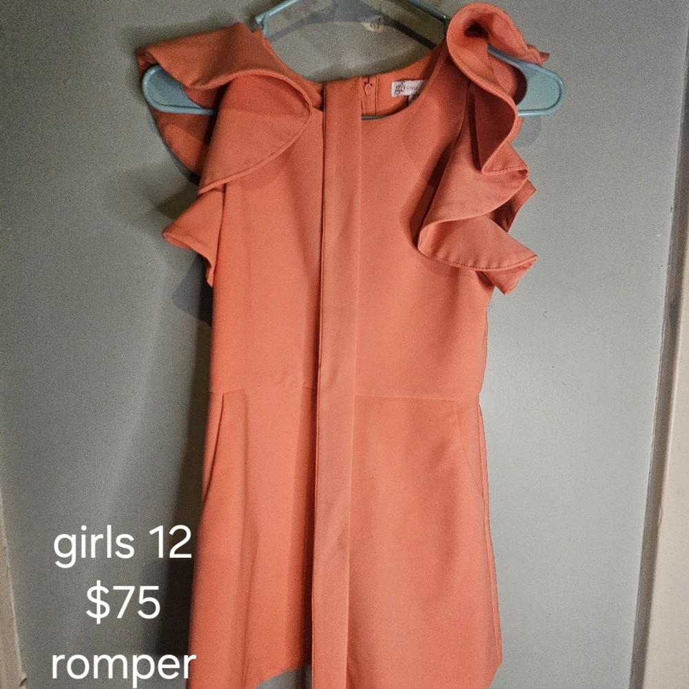 Girls romper, coral, size 12